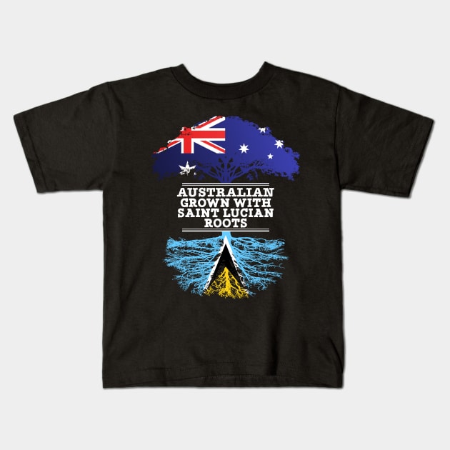 Australian Grown With Saint Lucian Roots - Gift for Saint Lucian With Roots From Saint Lucia Kids T-Shirt by Country Flags